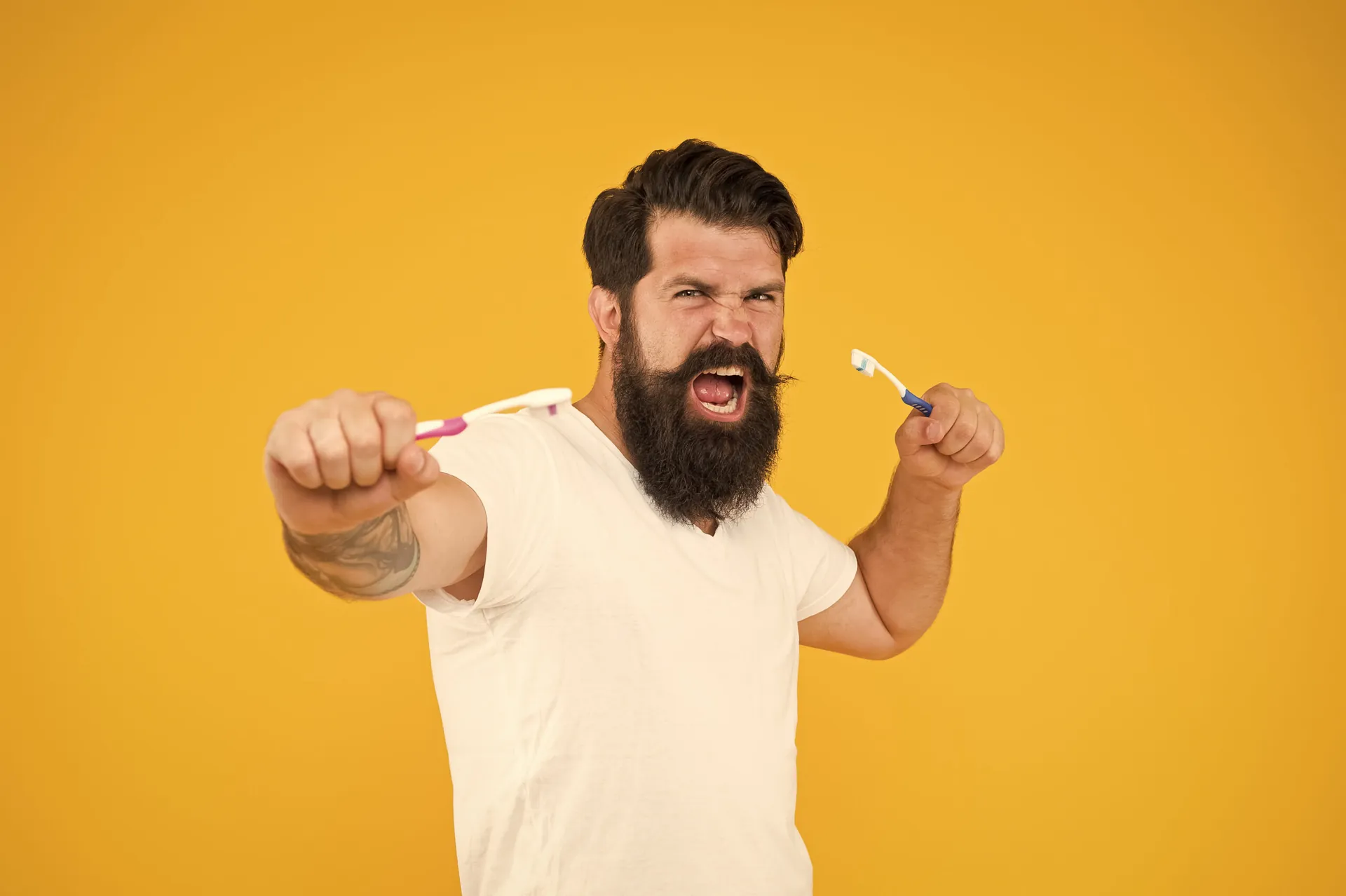Oral,Care,Never,Looked,Better,.,Bearded,Man,Scream,With